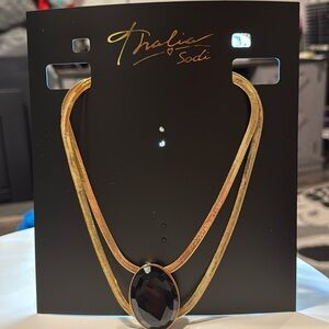 NWT Thalia Sodi Gold Necklace with Black Pendant